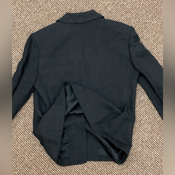 Women’s 10 Petite Black Linen Blend Jones New York Blazer Coat Jacket - Picture 11 of 12